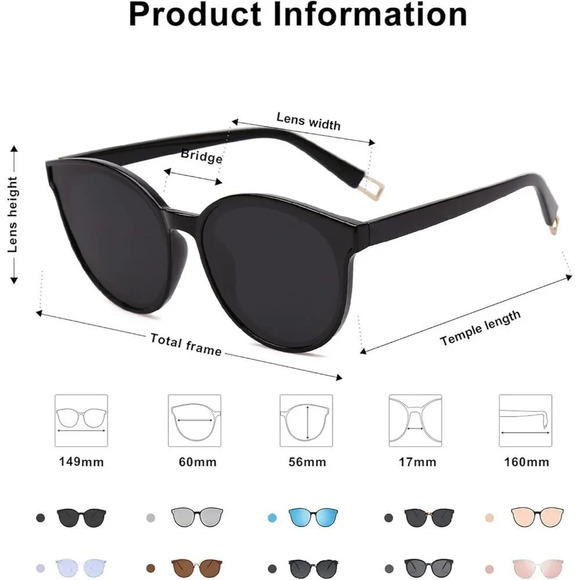 ❤️Women Black Fashion Round Sunglasses Men Vintage  Shades - Picture 5 of 6